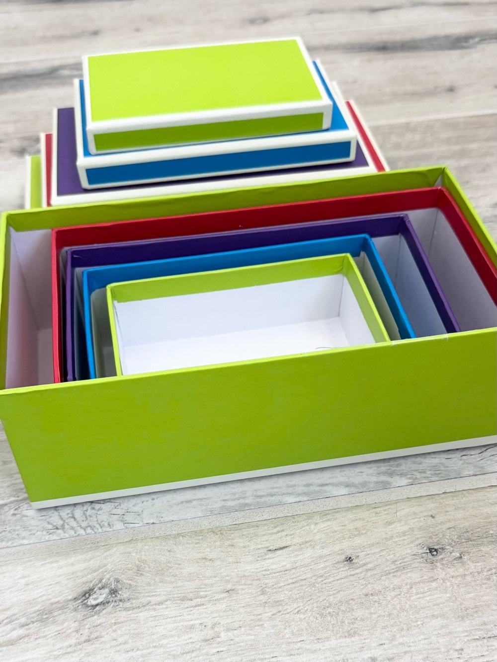 Vibrant Color Variety Nested Rectangular Boxes - Picture 3 of 7